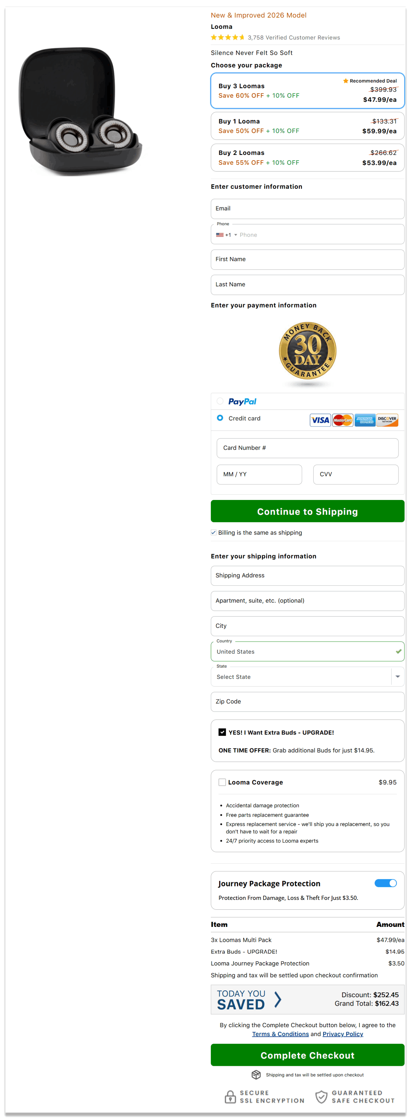 Looma secure checkout page
